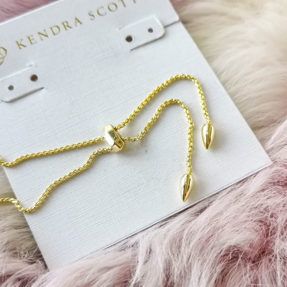 Kendra Scott Gold Kacey Black Opaque Glass Long Pendant Necklace - Picture 3 of 3